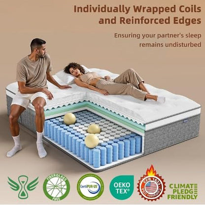 Full Size Mattress, 12 Hybrid Full Mattress in a Box, Medium Firm, Memory Foam & Pocket Springs for Pressure Relief, Motion Isolation, Certipur-Us Certified, Fiberglass Free, 365 Night Trial3