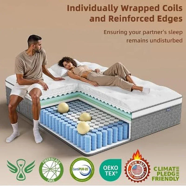 Full Size Mattress, 12 Hybrid Full Mattress in a Box, Medium Firm, Memory Foam & Pocket Springs for Pressure Relief, Motion Isolation, Certipur-Us Certified, Fiberglass Free, 365 Night Trial3