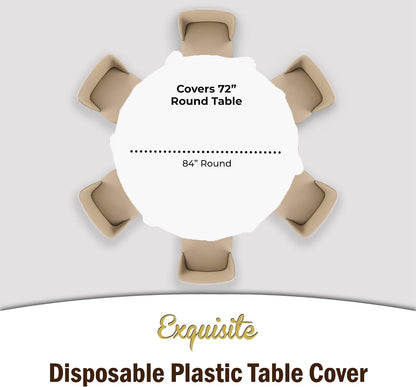 12-Pack Premium Plastic Tablecloth 84In. round Table Cover - White4