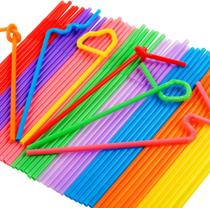300 Pcs Colorful Flexible Plastic Straws, Bpa-Free Disposable Bendy Straws, 10.2" Long and 0.23'' Diameter3
