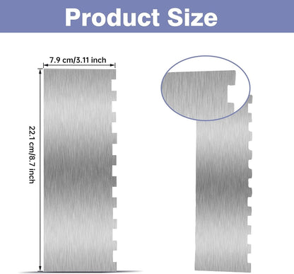 9 Inch Stainless Steel Cake Scraper, Cream Cake Scraper Sided Patterned Edge Stripe Edge Smoother Scraper Cake Smoother Frosting Scraper Cake Decorating Comb for Mousse Butter Cream2