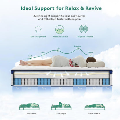 Queen Mattress 14 Inch with Gel Memory Foam and Pocketed Coils6