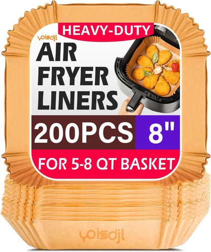 200Pcs Air Fryer Liners Disposable, Air Fryer Liners, 8.7" Square Parchment Disposable Paper Liner for Air Fryer, Parchment Paper, Baking, Roasting and Microwave6