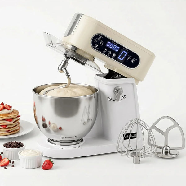 5.3 Qt Tilt-Head Stand Mixer, 9-Speed Electric Food Mixer | 9-Speed Control, Stainless Steel Bowl, Dough Hook Whisk Flat Beater, Splash Guard, Easy Clean, for Home Baking, Almond Cream1