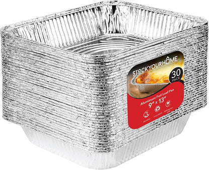 Aluminum Pans 9X13 Disposable Foil Pans (30 Pack) - Half Size Steam Table Deep Trays - Tin Foil Pans Great for Cooking, Heating, Storing, Prepping Food1
