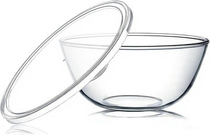 Glass Mixing Bowls with Lids, 4.7QT Large Glass Bowl for Sourdough Bread Proofing, Heat-Resistant Mixing Bowls for Kitchen, Baking, Marinating & Food Storage, Microwave & Dishwasher Safe1