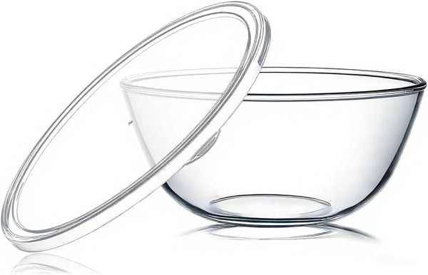 Glass Mixing Bowls with Lids, 4.7QT Large Glass Bowl for Sourdough Bread Proofing, Heat-Resistant Mixing Bowls for Kitchen, Baking, Marinating & Food Storage, Microwave & Dishwasher Safe1
