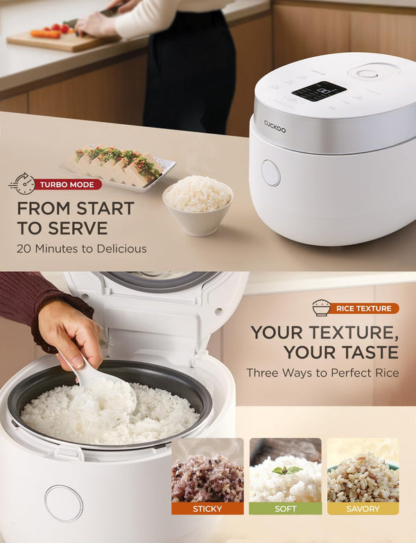 CUCKOO Induction Heating Rice Cooker, 16-Cup Cooked, White, CR-HA0810FW | 8-Cup Uncooked Capacity, Nonstick Inner Pot, 12 Cooking Modes, Ideal for Delicate Grains, Turbo White Rice in 20-33 Minutes7