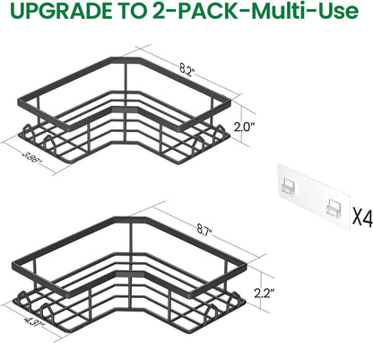 Adhesive Shower Caddy, 2 Pack Corner Bath Organizer, Rustproof Stainless Steel Shower Shelves with Large Capacity, No Drilling Shelves for Bathroom Storage, Home, Kitchen Décor2