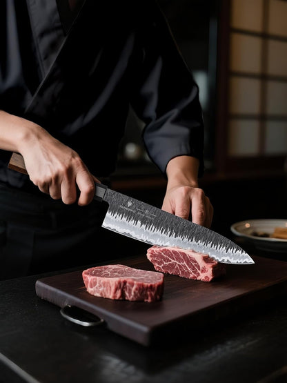 8 Inch Japanese Chef Knife, Hand Forged Gyuto Knife 9 Layers6