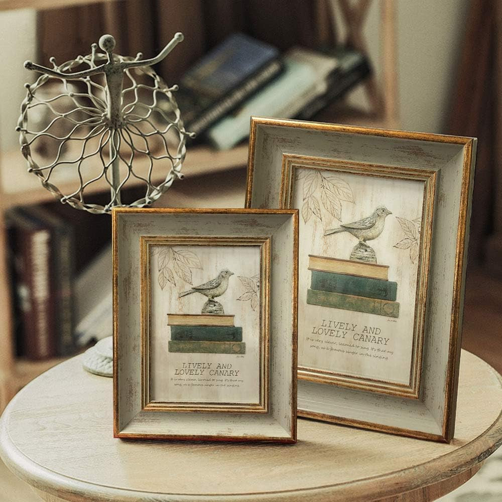 5x7-picture-frame-vintage-antique-green-gold-unique-photo-frame