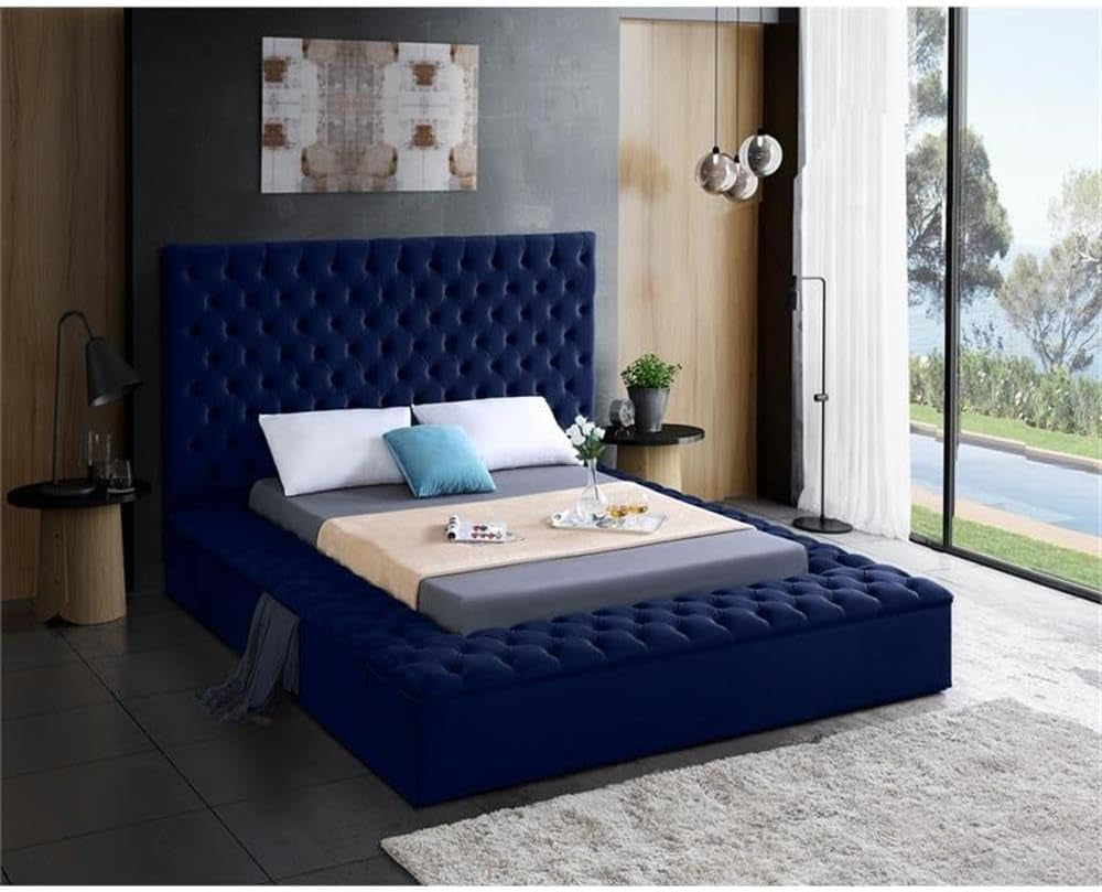 king-bed-solid-wood-frame-navy-tufted-velvet-fabric-96-w-x-98-d-x-60-5-h-storage-rails-footboard-full-slats-modern-style-bedroom-furniture