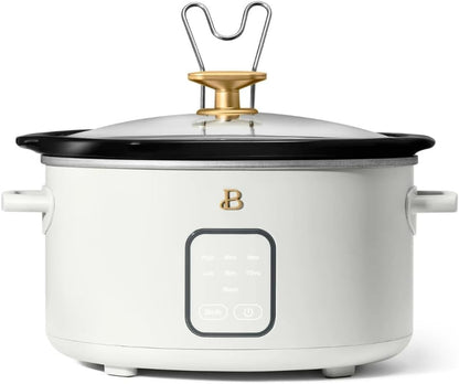 4-Quart Slow Cooker with Touch-Activated Display, Programmable Digital Controls, Removable Non-Stick Pot, Keep Warm Function (White Icing)1