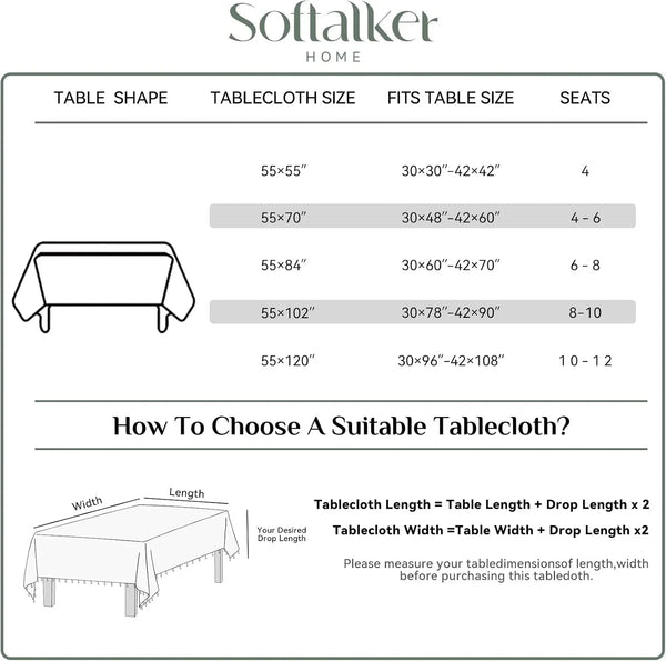 Outdoor Linen Tablecloth Rectangle, Waterproof Cotton Boho Farmhouse Table Cloths with Tassel, Heavy Weight Wrinkle Free Table Cover for Picnic Camping Dining - 55 X 70 Inch, Blue Stripe6