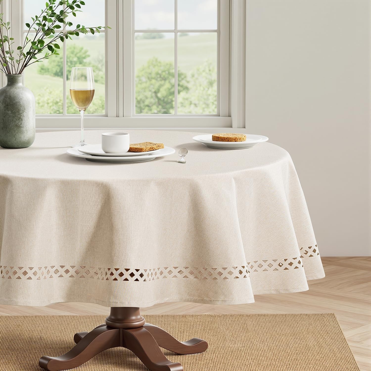beige-60-inch-round-linen-tablecloth-with-decorative-cutouts-waterproof-stain-resistant-shrink-proof-table-cloth-farmhouse-style-for-dining-wedding-kitchen-party-outdoor