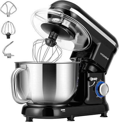 Stand Mixer, 6-Quart Tilt-Head Kitchen Mixer with Bowl, Black | 10 Speeds, Dough Hook, Beater, Whisk, Splash Guard, Egg Separator, for Cake & Bread1