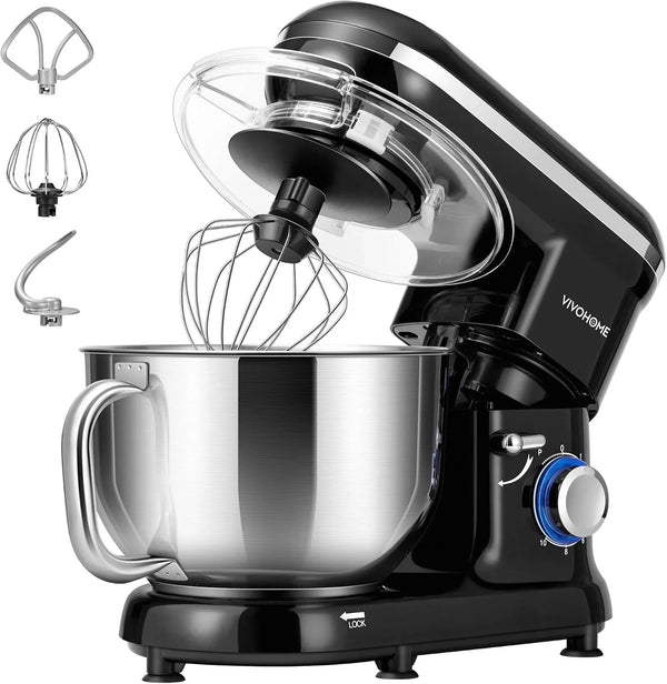Stand Mixer, 6-Quart Tilt-Head Kitchen Mixer with Bowl, Black | 10 Speeds, Dough Hook, Beater, Whisk, Splash Guard, Egg Separator, for Cake & Bread1