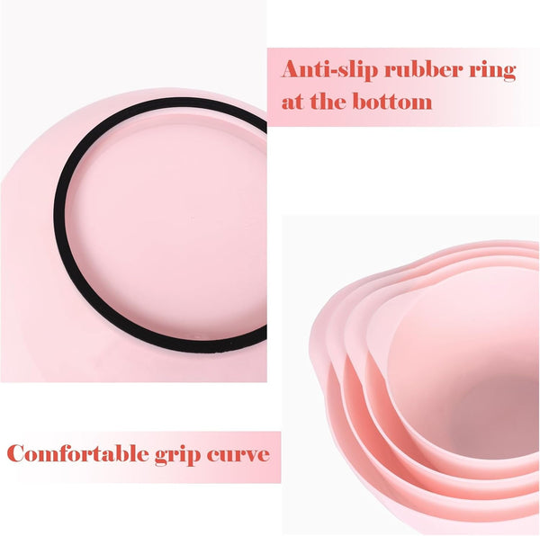 Mixing Bowls Set of 4, BPA Free Plastic,Microwave Safe, Pink5