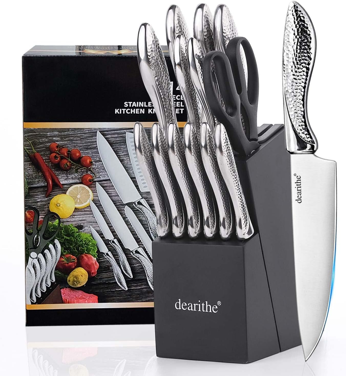 14-piece-knife-block-set-with-built-in-sharpener-scissors-high-carbon-stainless-stee-kitchen-knife-set-hammered-pattern-hollowed-handle-design