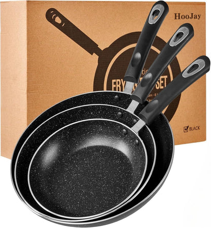 Nonstick Frying Pan Set-3-Pieces Skillet Set Induction Compatible,8 Inch,9.5 Inch and 11 Inch Omelette Pan with Bakelite Handles1