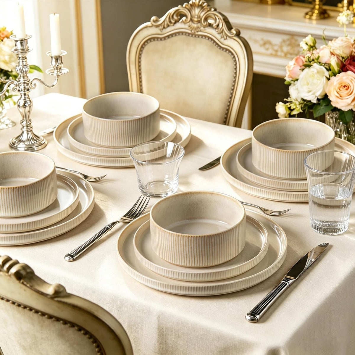 stoneware-dinnerware-sets-for-4-12pcs-ribbed-plates-and-bowls-set-beige