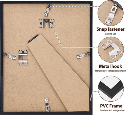 8X10 Picture Frame Set of 3 with Plastic Cover, PVC, Black5