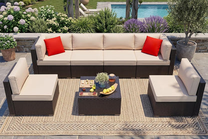 7 Pieces Patio Furniture Sets, Outdoor Sectional Patio Sofa Set2