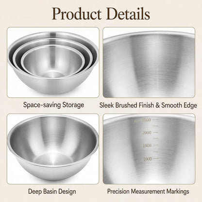 3 Pcs Stainless Steel Mixing Bowls Set with Measurement Markings3