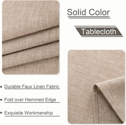 Faux Linen Tablecloth Wrinkle Resistant 54 X 80 Inch - Stone Washable Dust-Proof Rectangle Table Cloth for Kitchen Dining, Outdoor Picnic, Farmhouse Decorative Oblong Table Cover6