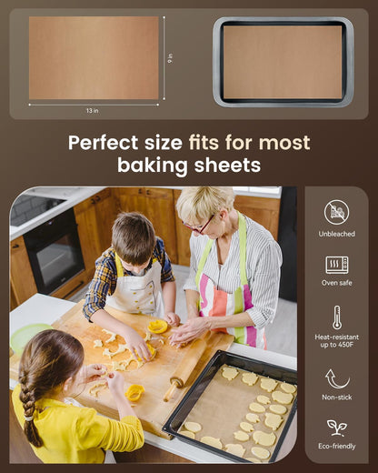 Parchment Paper Sheets, 9X13 in Non-Stick Precut Baking Parchment for Baking, Grilling, Air Fryer, Steaming, and More (Unbleached) - Quarter Sheet Size, Perfect for Bread, Cakes, Cookies, 100PCS3