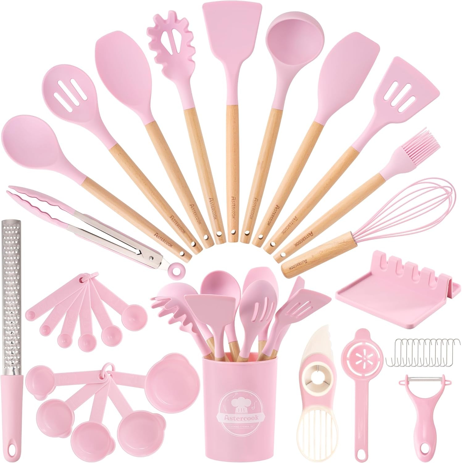kitchen-utensils-set-39-pcs-silicone-cooking-utensils-set-with-wooden-handle-446-f-heat-resistant-food-grade-utensil-sets-bpa-free-kitchen-gadgets-tools-set-for-nonstick-cookware-pink