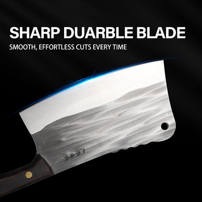 Heavy Duty Bone Cleaver Knife 7.2 Inch, Ultra Sharp Meat Bone Chopper Knife, Full-Tang Butcher Knife with Wooden Handle, 50Cr15Mov Stainless Steel Blade Thickness 3.5Mm, TJ SEGA Series TC160812