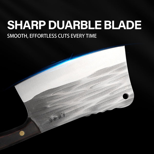 Heavy Duty Bone Cleaver Knife 7.2 Inch, Ultra Sharp Meat Bone Chopper Knife, Full-Tang Butcher Knife with Wooden Handle, 50Cr15Mov Stainless Steel Blade Thickness 3.5Mm, TJ SEGA Series TC160812