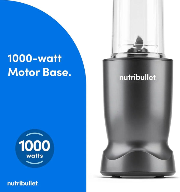 Nutribullet Turbo Personal Blender, Shakes, Smoothies, Food Prep, and Frozen Blending, 32 Ounce Cup, 24 Ounce Cup, (2) Flip-Top Travel To-Go Lids, 1000 Watt, Gunmetal, NB504003