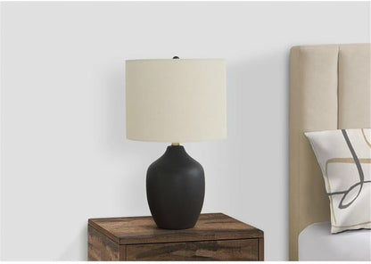 22" Black Ceramic Table Lamp, Ivory Linen Drum Shade, 3-Way Switch, 7.5" Base and 13" Shade, Transitional Style, Decorative Lighting for Living Room, Bedroom, or Office6