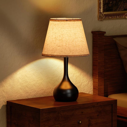 Touch Bedside Lamp, Farmhouse 3-Way Dimmable Table Lamps for Nightstand with Fabric Shade, 17.32'' Desk Lamp for Reading, Bedroom, Livingroom, Office4