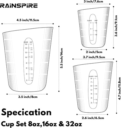 Silicone Measuring Cups for Melting Chocolate Ml/Oz/Cup Marks Silicone Cups2