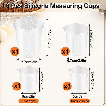 6 Pcs Silicone Cups for Melting Chocolate Silicone Measuring Cups with Scale Pouring Spout for DIY Chocolate Cake Strawberries Treats2