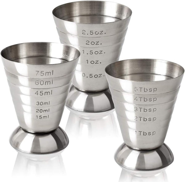 Stainless Steel Measuring Cup, 2.5 Oz, 75 Ml, 5 Tbsp, Cocktail Jiggers, Pack of 22