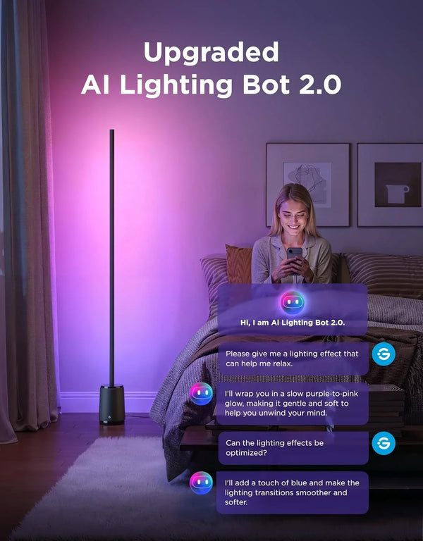 Govee Floor Lamp 3 Lite, Smart RGBIC LED Corner Lamp for Living Room | Compatible with Alexa, Smartthings, Matter, 1400Lm Dimmable Color Changing Tall Standing Light with Music Sync for Bedroom5