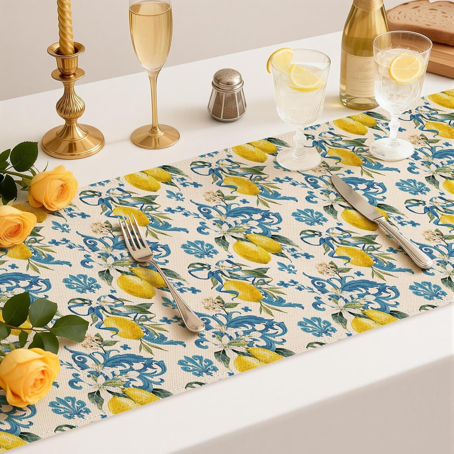 yellow-lemon-blue-floral-table-runner-13x72-inch