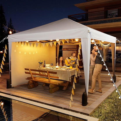 10X10 Pop up Canopy Tent with Sidewalls, Instant Setup,White | One-Push Frame, 4 Removable Sidewalls, Carry Bag Included for Parties, Camping, Beach, Backyard & Outdoor Events6