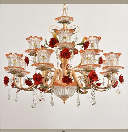 Floral Chandelier Lighting Lamp Hotel Cafe Art Deco Floral Chandelier Stairs Lamp Hang Lamp Home Decoration1