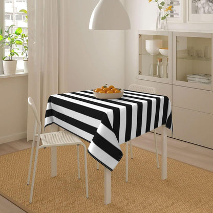 Square Table Cloth, Stripes White Black Tablecloth Washable Dinng Table Covers Decorative for Kitchen & Table Linens 60" X 60"6