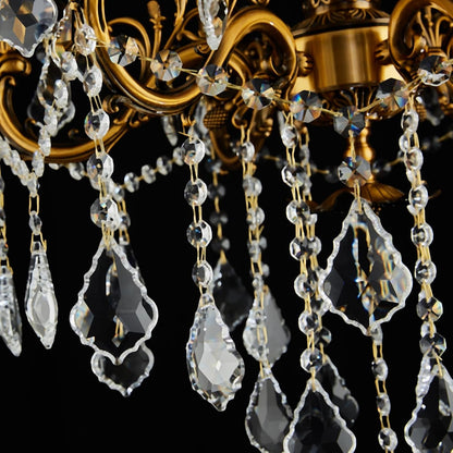 Vintage 6 Arms Crystal Chandelier Candle Light Fixture for Dining Room Living Room Bedroom Hallway Entryway Antique Gold Finish (23"-6 Lights)6