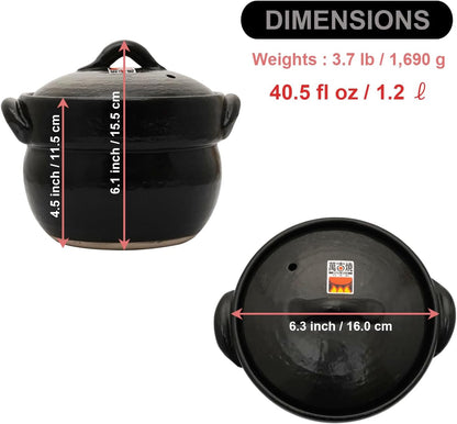 Banko Ware Earthenware Rice Cooker Donabe- Double-Lid Design for Fluffy Rice, English Manual Included for Cooking Rice, Even Heating & Enhanced Flavor Experience, Made in Japan (1-2 Cups)3