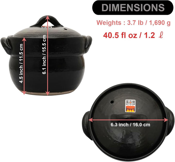 Banko Ware Earthenware Rice Cooker Donabe- Double-Lid Design for Fluffy Rice, English Manual Included for Cooking Rice, Even Heating & Enhanced Flavor Experience, Made in Japan (1-2 Cups)3