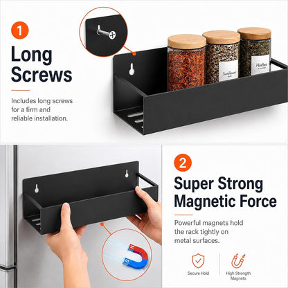 6 Pack Metal Magnetic Spice Rack for Fridge, Heavy Duty3
