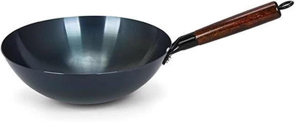 Traditional Iron Wok, Refined Iron Stir Fry Pan with round Bottom and Single Handle, Uncoated Chinese Wok for Even Heat Cooking in Home and Restaurant Kitchens (34Cm)4