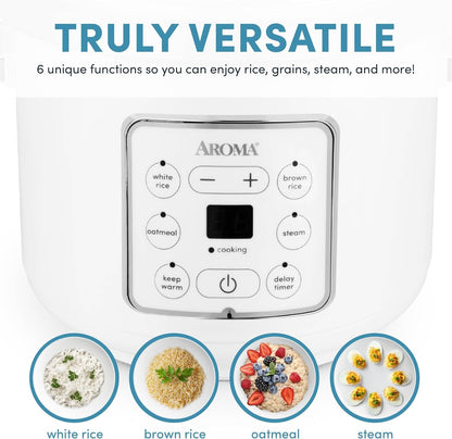 Corecoat™ Digital Rice Cooker (8 Cups Cooked) and Steamer with Nonstick Ceramic Rice Cooker Pot Coating and Pop-Up Steam Tray, 2 Quarts7
